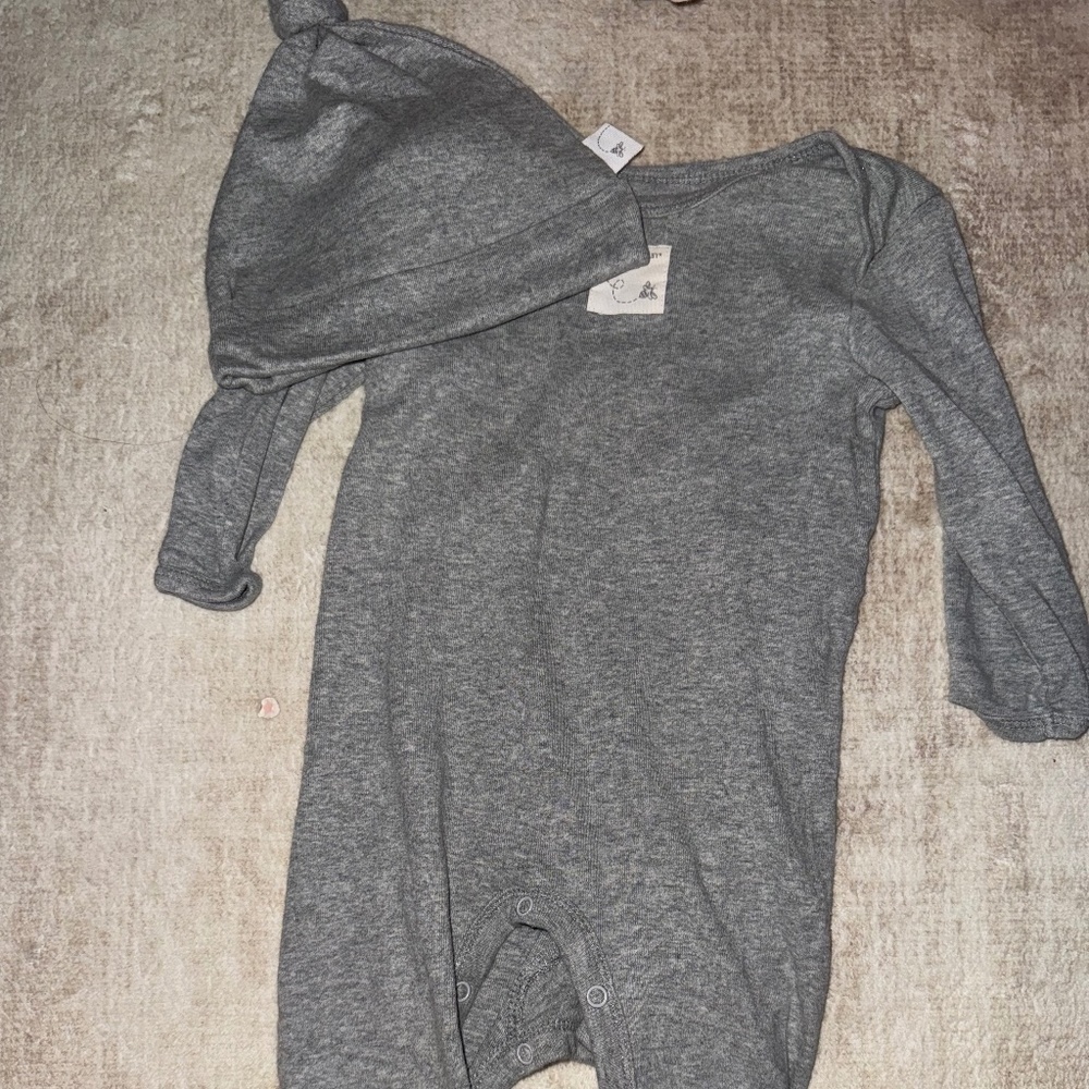 Burts Bees One Piece Jumsuit Pajamas With Hat
